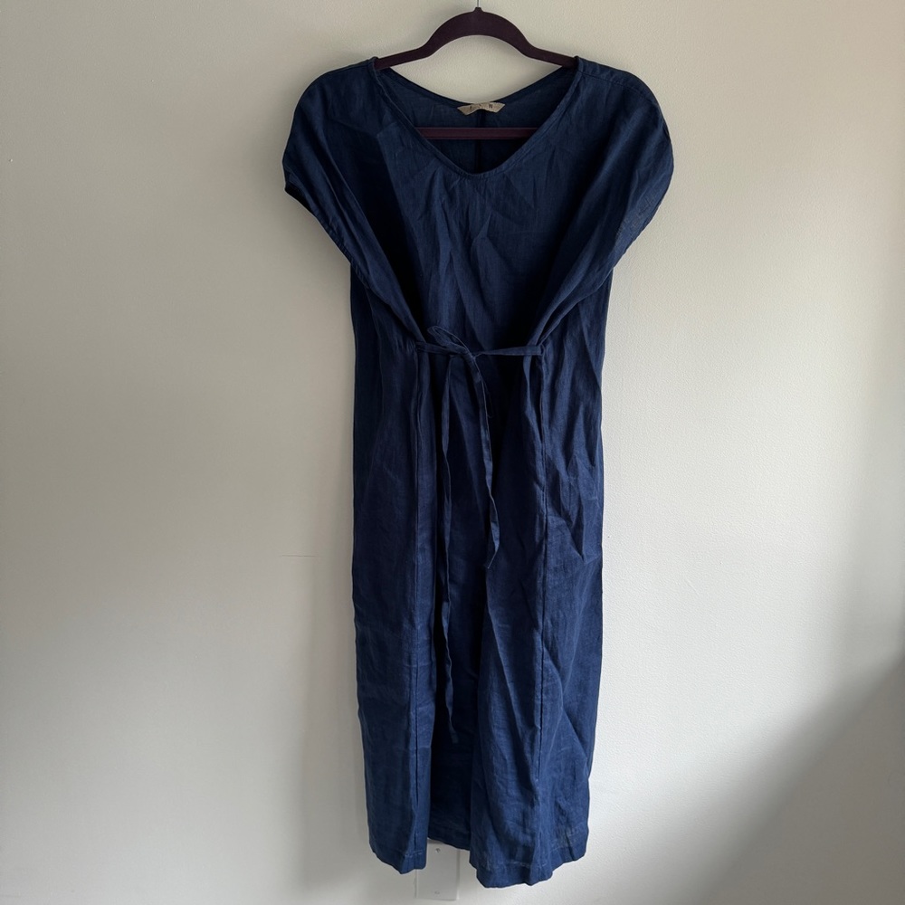 Fog Linen Shift Dress | Navy Blue | One Size